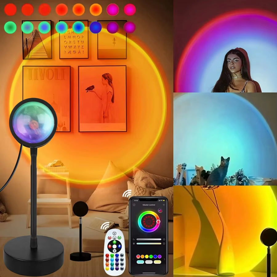 Smart Sunset Lamp - Bluetooth or Remote connection and LED technology. Perfect for Room or Photography